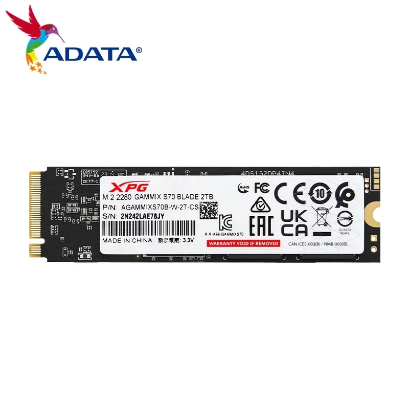 ADATA XPG GAMMIX S70 ̵ SSD, 2TB  ָ Ʈ ũ ϵ ̺, Ʈ ũž M.2 2280 PCle Gen4x4 SSD
