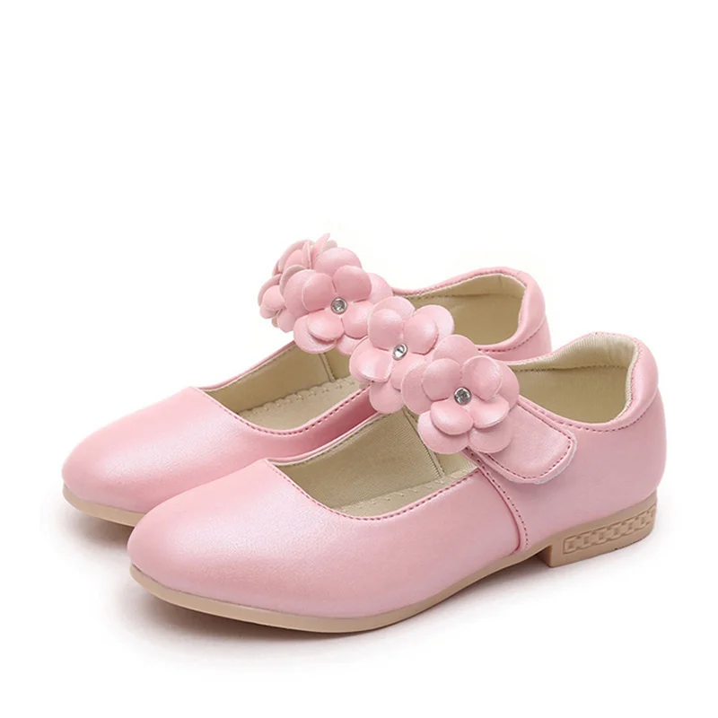 Flower Girls Pink White Gold Leather Shoes For Children Latin Dance Princess Wedding Party 6 8 10 12 Years Old schoenen meisjes boy sandals fashion