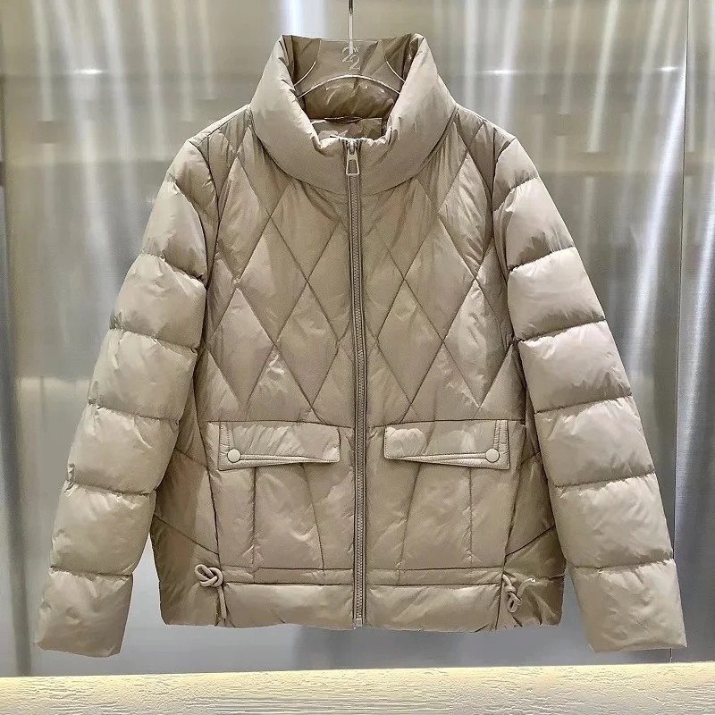 

Top Quality New 2022 Winter Coats Outerwear Women Turtleneck Pocket Patchwork Long Sleeve Warm Khaki Purple Black Parkas Coats