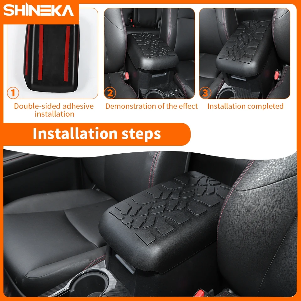 Black Faux Leather Center Console Lid Armrest Cover – Fits 2010-2022 Toyota 4Runner (Front, Center)