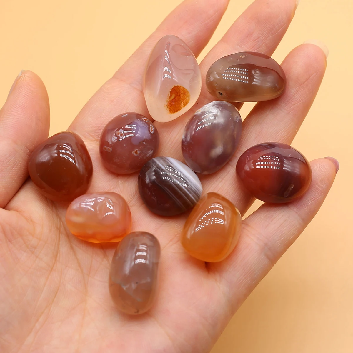 

10PC Natural Red Agate Stone Decoracion Polished Reiki Yoga Energy Mineral Healing Crystals Tumbled Stone Ornament Room Decor