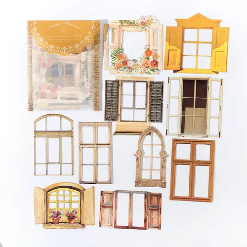 10 Sheets Vintage Hollow Door Window Sticker Diy Diary Decoration Plant Flower INS Sticker Album Scrapbooking Kawaii Stationery - Image 10