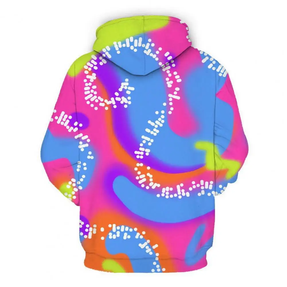 Hoodie 3d Print Drawstring Hoodie with Big Patch Pocket Elastic Cuff for Fall Spring Unisex Soft Warm Pullover Men Loose Fit