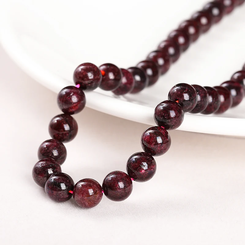 1A Natural Stone Dark Red Garnet Bead Round Loose Spacer 4 6 8 10mm Pick Size For Jewelry Making Diy Necklace Bracelet Accessory 4