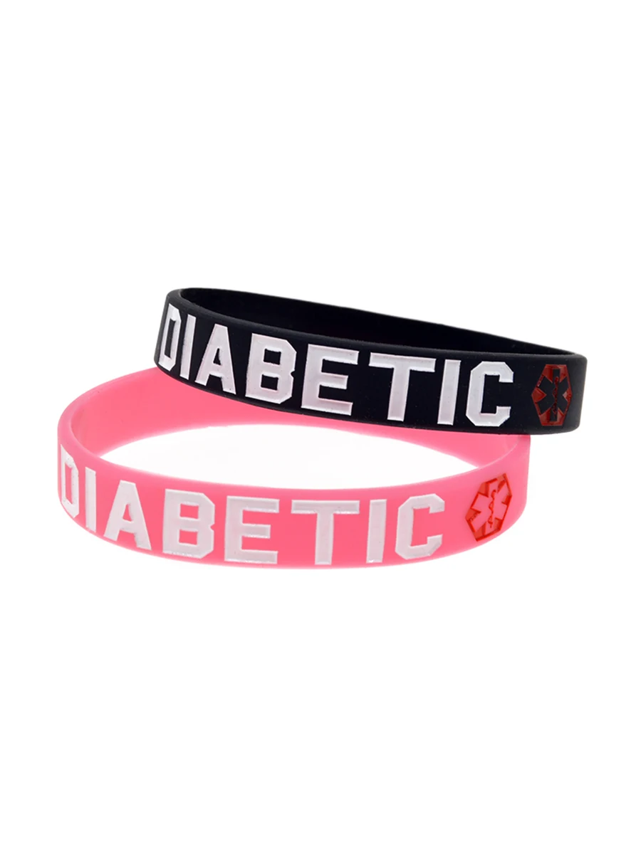 1 Stück/4 Stück 1/2 Zoll breites DIABETISCHES Silikon-Armband, medizinisches Warnarmband aus Gummi, Erwachsenengröße – Detail 8