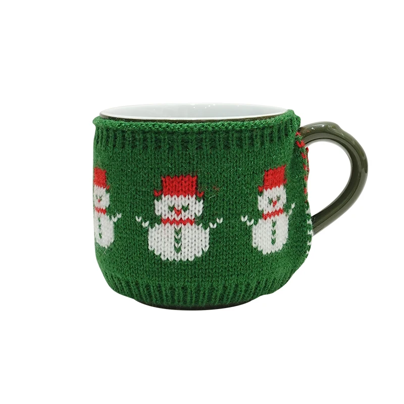 London Pottery Coffee Mug Cozy Sleeve Mug Knit Cover 80% Wool Knit Fabric for 250ml Decoration