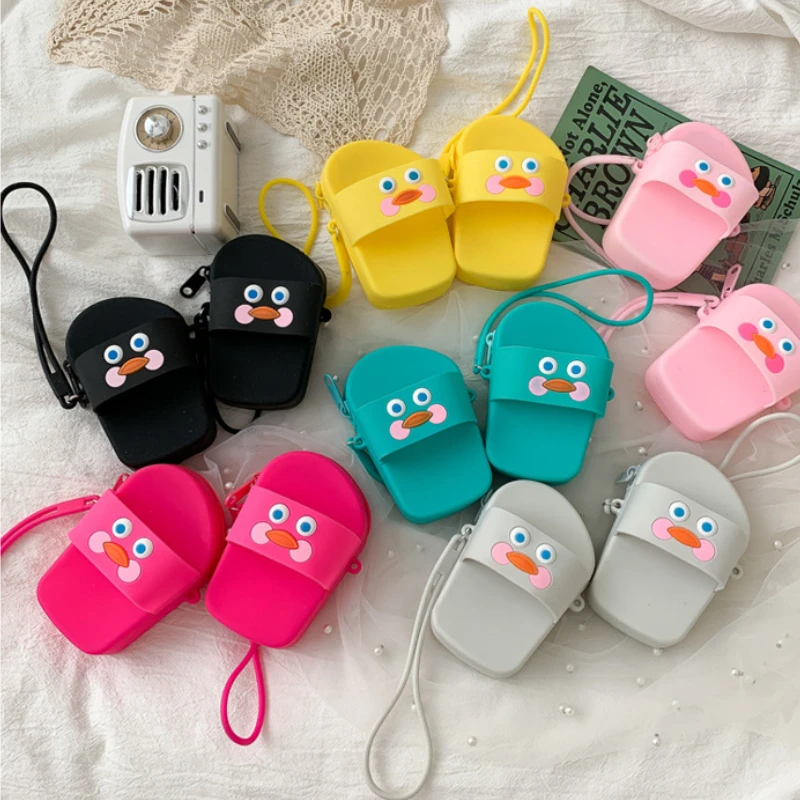 2022 Girls Boys Fruit Mini Bag New Silicone Cartoon Cute Children Grape Slipper Wallet Chain Small Messenger Shoulder Bag