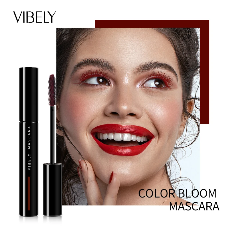 VIBELY 컬러 마스카라 속눈썹 연장 컬링 속눈썹, 블루 옐로우 그린 마스카라, 오래 지속되는 방수, 번짐 방지 아이 메이크업