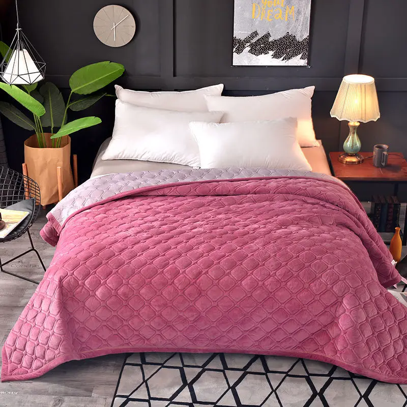 

Velvet Bedspread on The Bed Plaid Bed Cover Quilted Bedspread 230*250cm Mattress Cover Winter Warm Thick Blankets Quilt for Beds