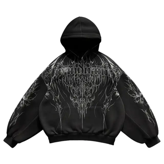 2025 Autumn and WinterCasual Retro Sweatshirts Hip-hop Streetwear Gothic Full Printed Gothic Long-Sleeves Aesthetic Clothing 1