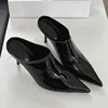 Red Footwear Slip On Women Stiletto Heels Shoes Mules Female Slides Fashion Pointed Toe Party Wedding Ladies High Heels Shoes 5