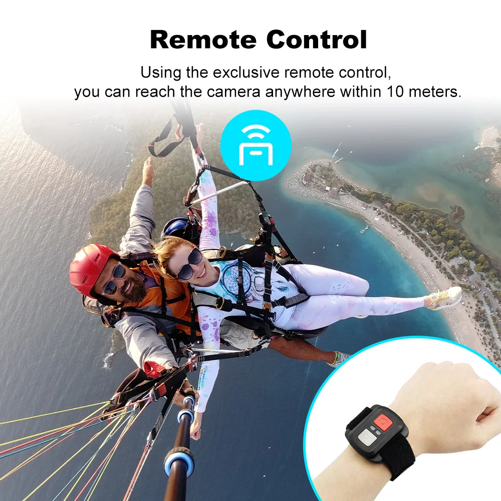 Action Camera 4K 30FPS 24MP WiFi 170° Wide Angle Len Dual Screen Display Video Camera 30M Underwater Waterproof Sport Camera 3