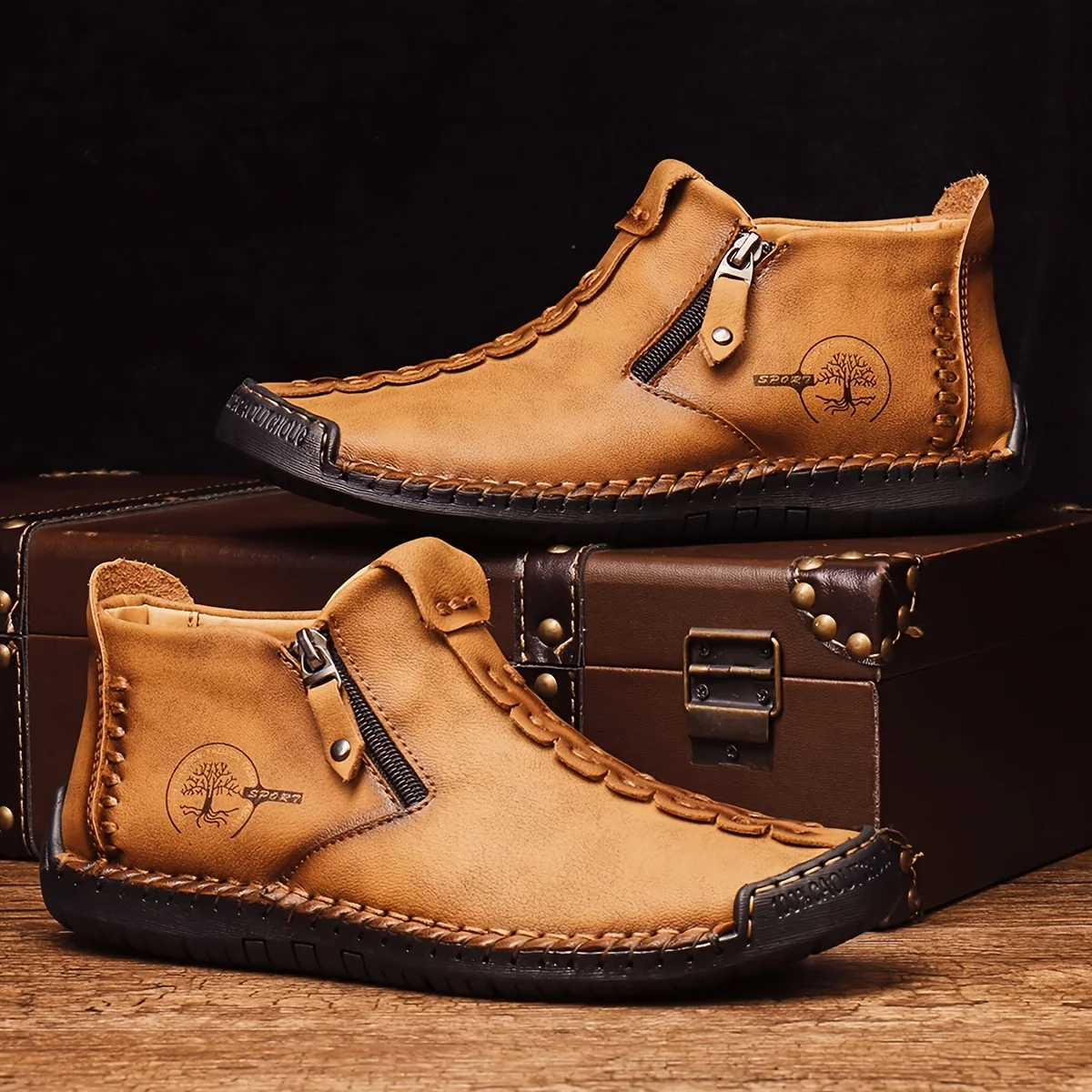 Leather Shoes Men's casual leather ankle boots spring and summer driving shoes