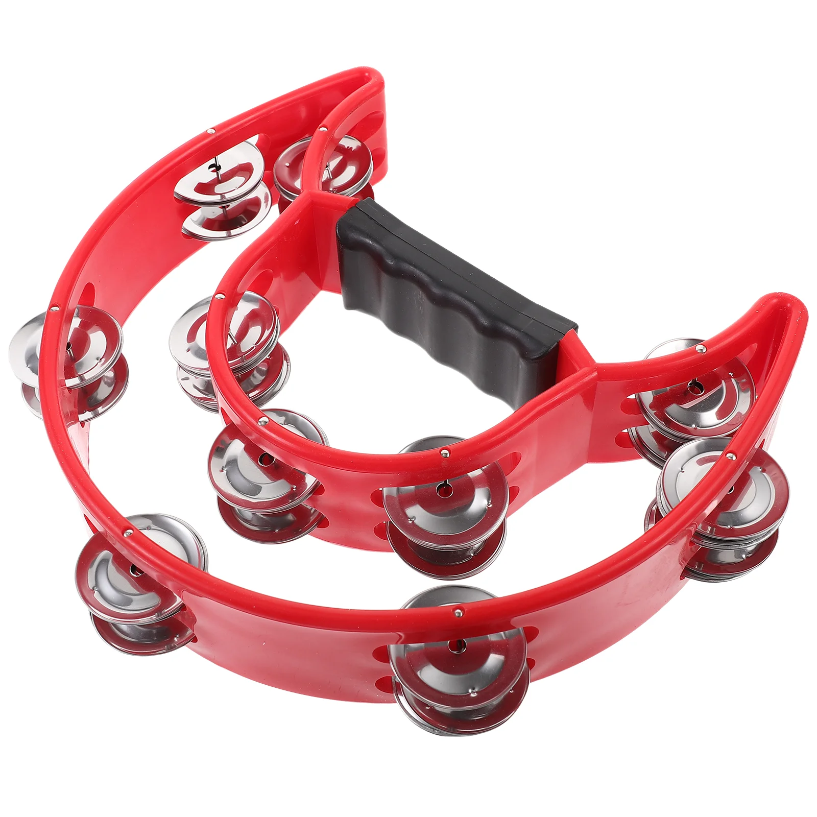 

Double Row Tambourine Half Moon Metal Musical Jingles Tambourine Hand Held