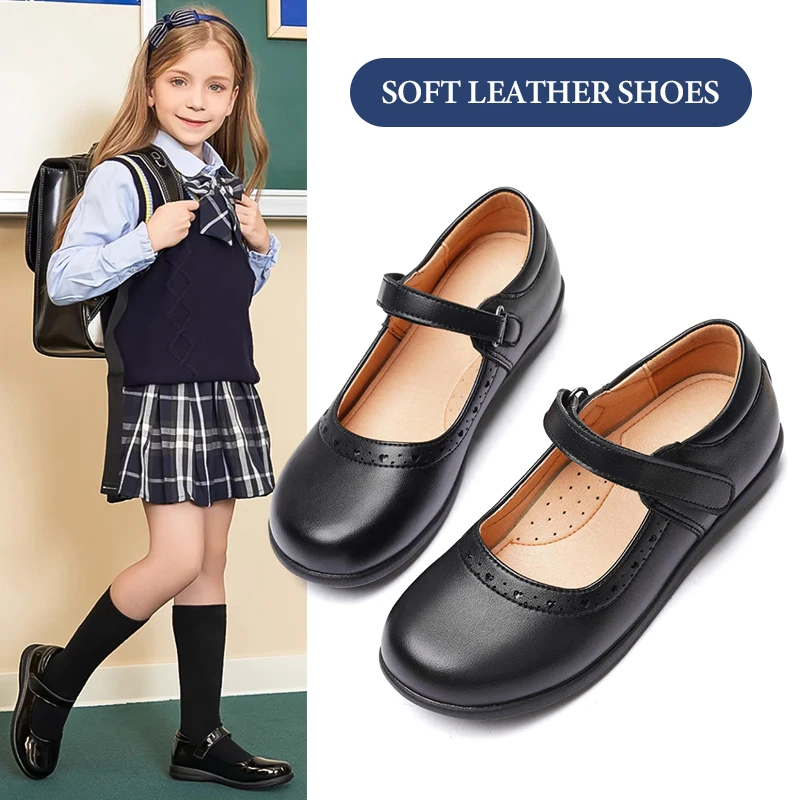 Female Shoe Girl Shoes Black Middle School Student Soft Bottom