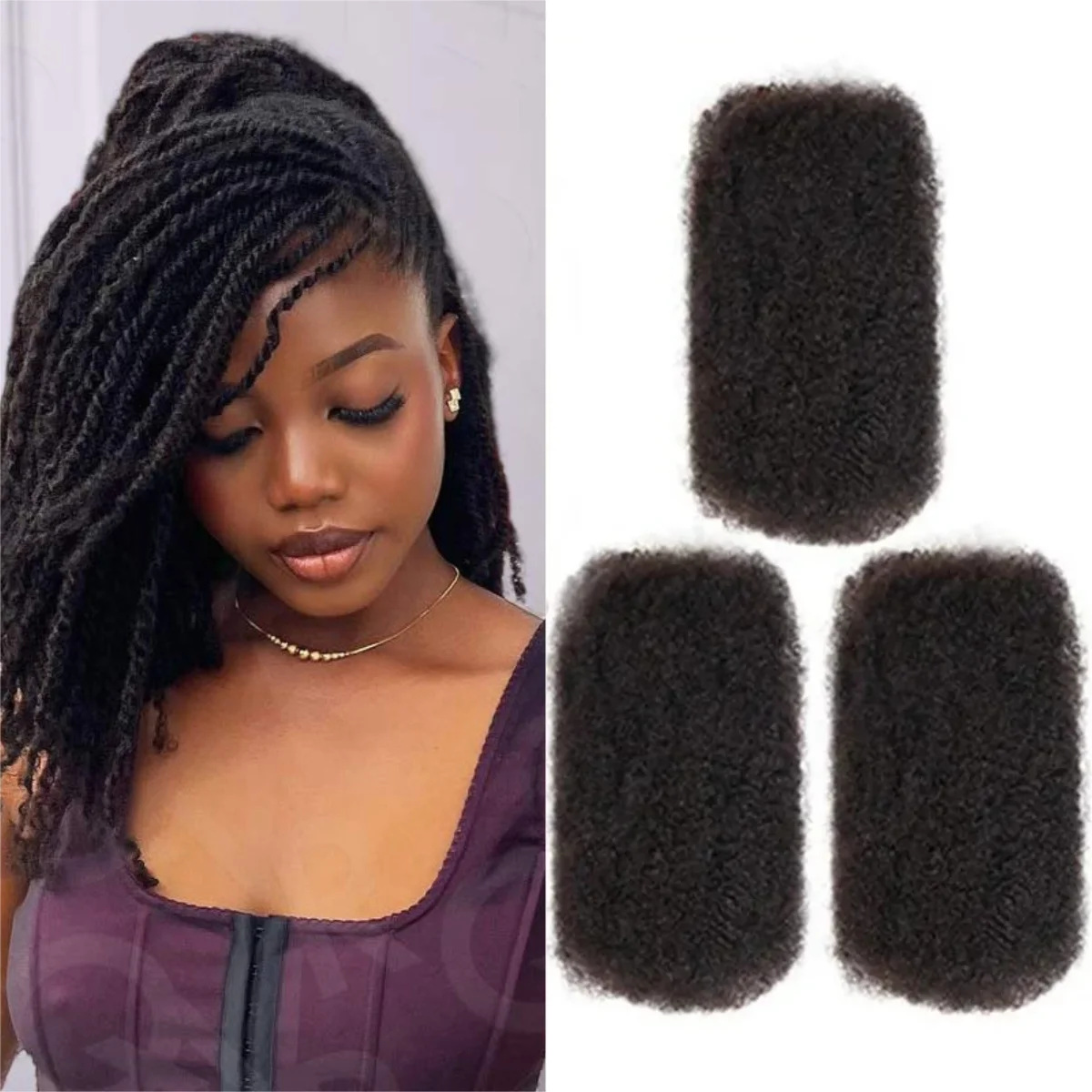 Afro kinky bulk 1/3 Bundle Premium Remi African Curly Human Hair for Braiding 50g Multifunctional Braids and Crochet Extension 2