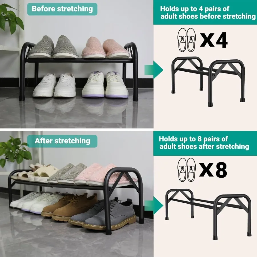 Sturdy Shoe Rack for Closet Metal Shoe Shelf for Entryway Free Standing Shoe Holders Space Saving Shoe Rack