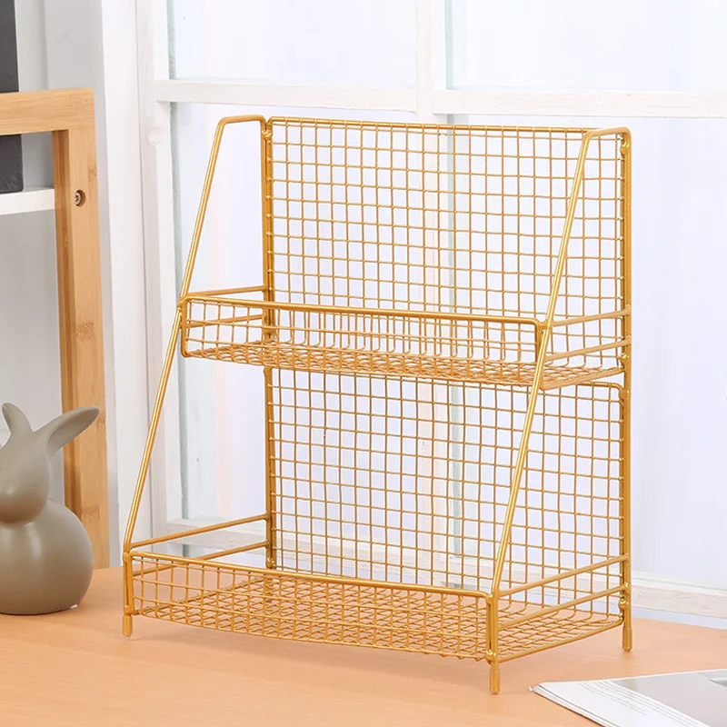 Multifunctional Iron Storage Rack Double-layer Spice Rack Sundries Storage Organizer For Kitchen Bathroom Office