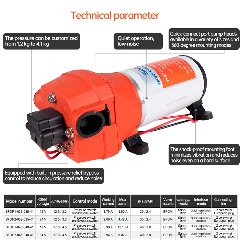 Seaflo 41 Serises 12V24V DC Diaphragm Pump Self-Priming Pump Automatic Booster Yacht and RV Caravan Accessories submersible water pump