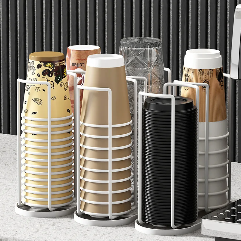 Disposable Cup Holder Storage Rack With Adjustable Table And Wall Mounted Flexible Storage cup storage holder