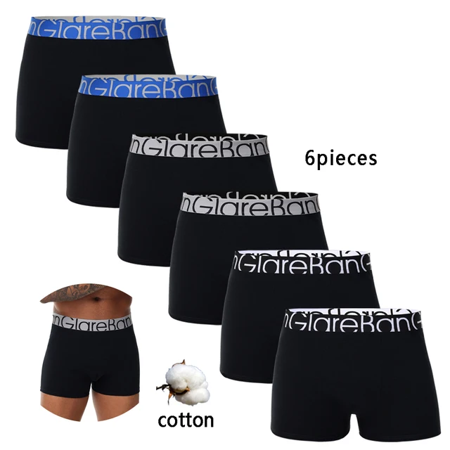 6 pçs pacote de algodão preto boxer shorts homens roupa interior macia cuecas masculinas para homem homme confortável boxershorts desliza calcinha