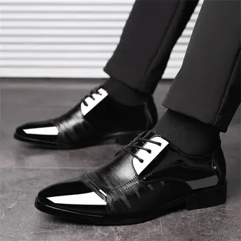 Men's Dress Shoes Business Oxfords Patent Leather Dress Shoes Classic Loafers Formal Derby Shoes For Men 3
