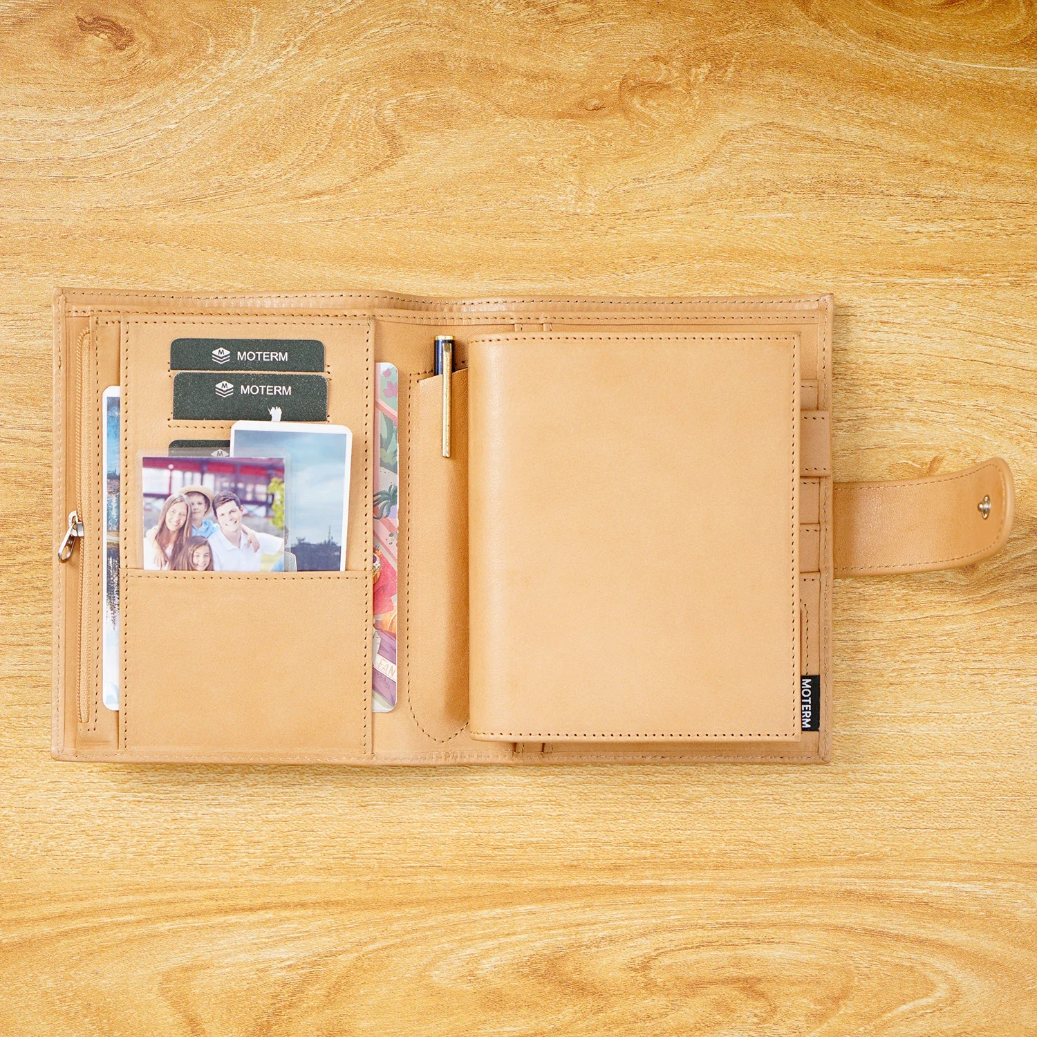 Moterm 포켓 베르사 3.0 반지 플래너, 풀 그레인 야채 무두질, 19mm 지갑, 다기능 의제, 일기 저널 메모장