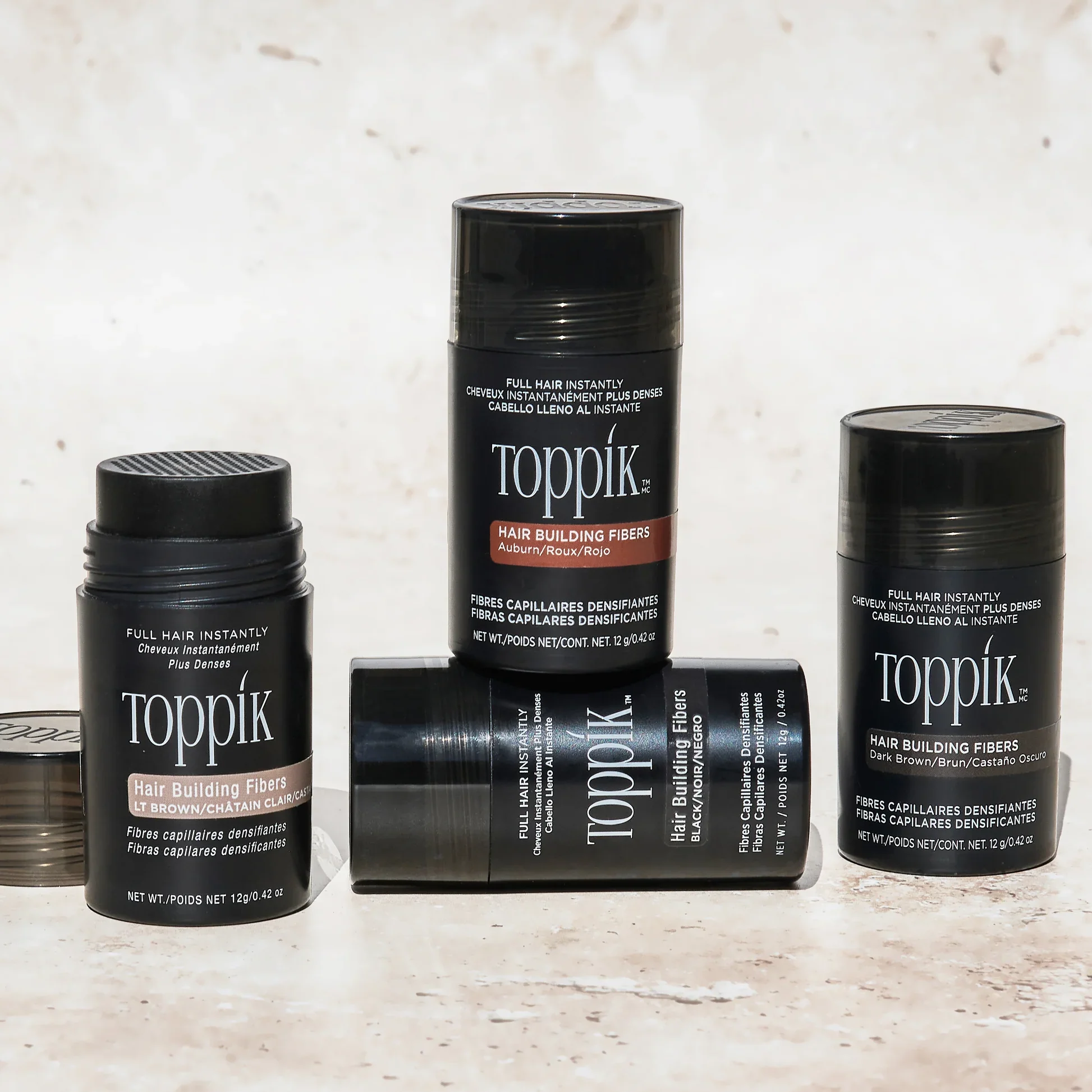 9 Colors toppik Hair Fibers Keratin, 12g，grams of filled thin or sparse hair, instant dense, plump hair, men and women