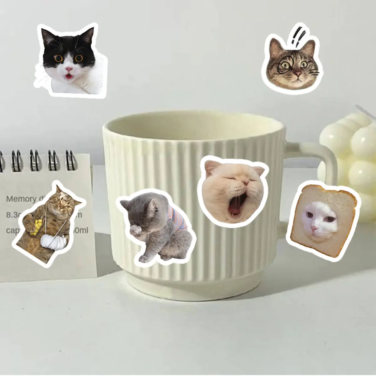 cartoon stickers 46 PCS Cartoon Cute Animal Society Mischievous Expression Cat Student DIY Stationery Laptops Decoration Stickers