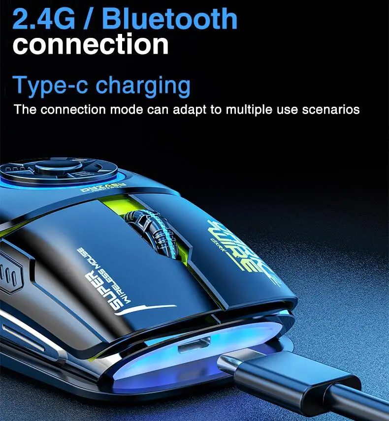 AULA H530 Newest Wireless Mouse four-mode decompress charging gyro mouse rotating esports gaming RGB mouse