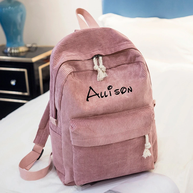 Corduroy Backpack Personalised Backpack Name Personalised Custom