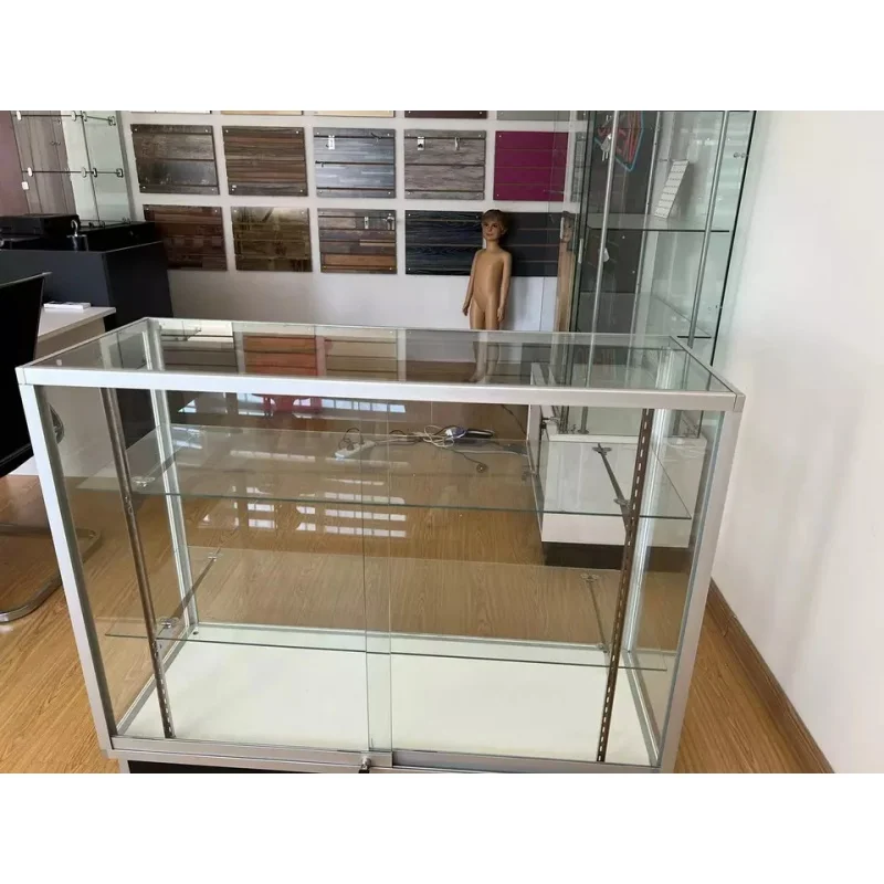 Smoke Tobacco Shop Interior Design Tall Products Display Cases Full Glass Display Showcase Counter LED Light Custom