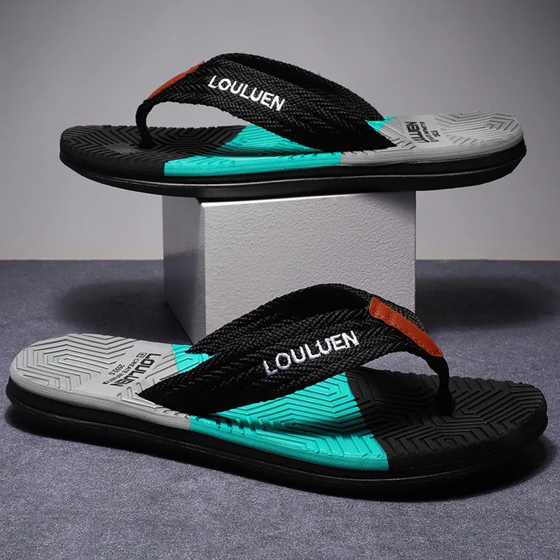 

2023Brand Fashion Flip Flop Men High Quality Non-Slip Outdoor Beach Flip Flops Men Flat Casual Slippers Men Chinelo Masculino