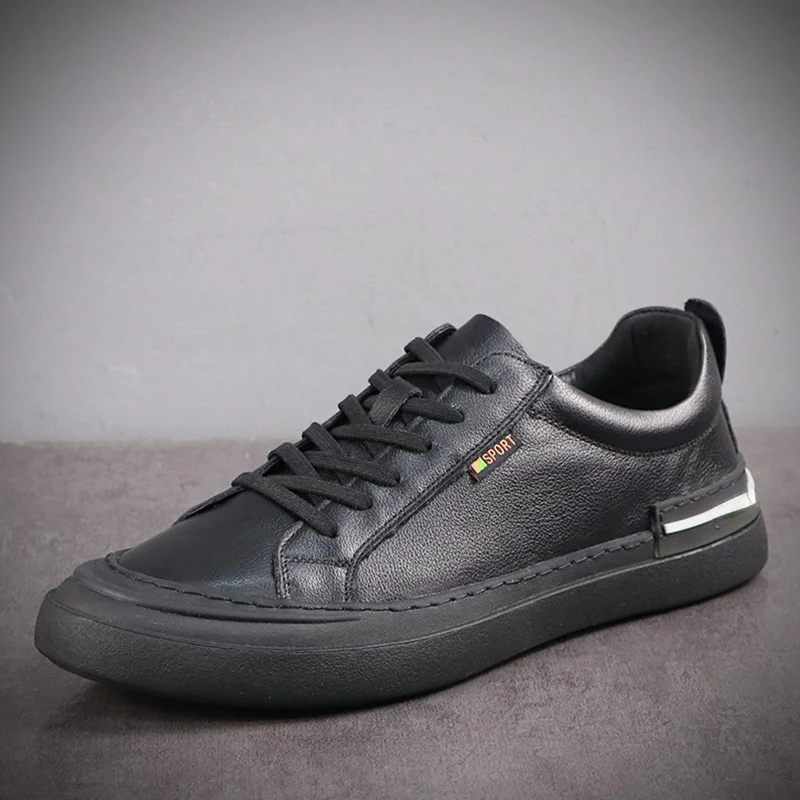 

Genuine Leather Men's Shoes Breathable White Shoes Spring/ Autumn New Low-cut British Fashion All-match Sports and Leisure Shoes