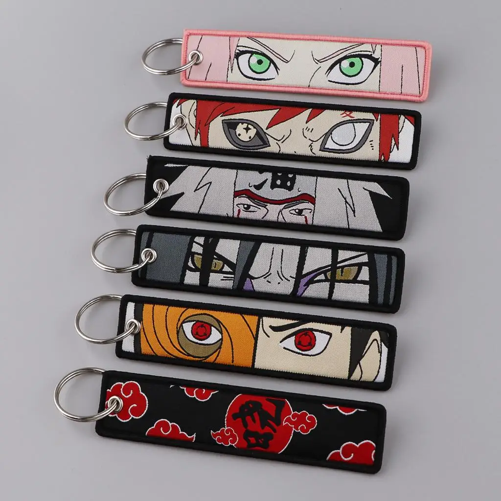 Japanese Anime Embroidery Key Fobs Key Tags Motorcycles Backpack Chaveiro Car Keychain Mange Key Ring Gifts for Friends Fashion