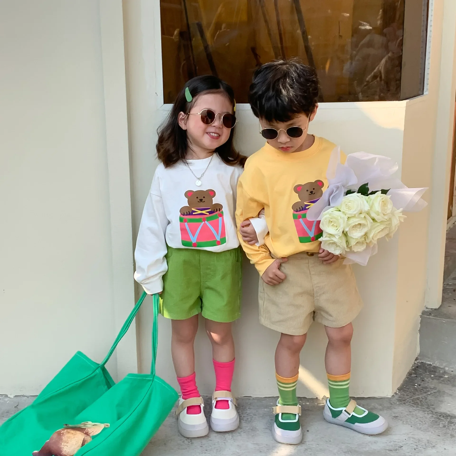 2808B Children Clothes Corduroy Pants Autumn Hot Sale Boy's Pants Simple All Match 1-7Year Girl's Short