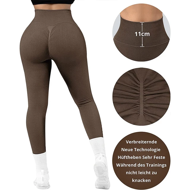 High Waist Seamless Leggings Push Legging Sport  Ribbed High Waist  Leggings - Yoga Pants - Aliexpress