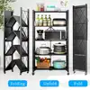 5 Tier Metal Storage Shelves with Wheels Heavy Duty Foldable Garage Shelving Unit for Easy Organization Ideal for Kitchen Garage 4