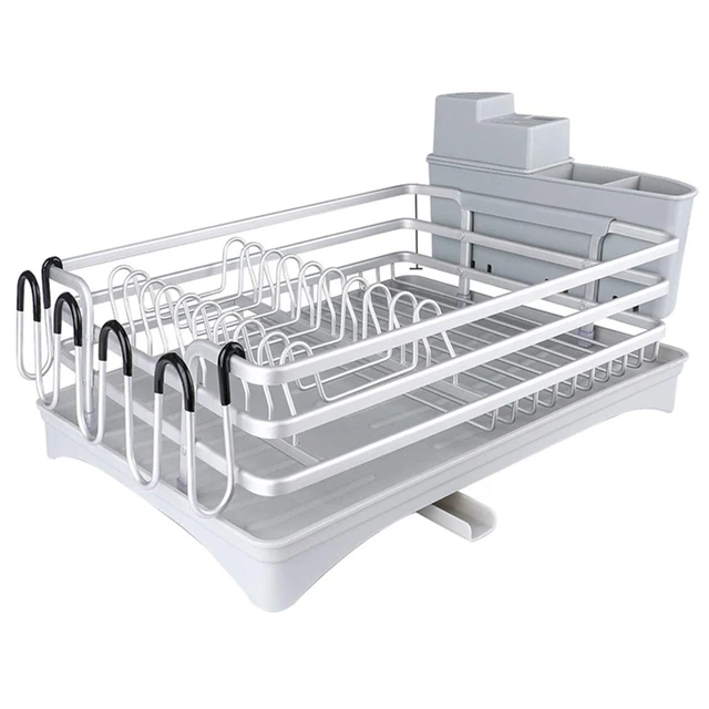 Dish Drying Rack, Compact Rustproof Dish Rack And Drainboard Set, Dish  Drainer With Adjustable Swiv