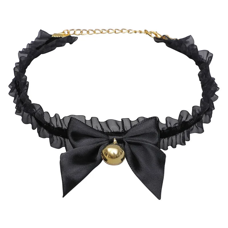 

Bowknot Bell Collar Handmade Lolita Neck Bell Accessories Prop Lace Bowtie Fursuit Cosplay Clothing Halloween Costume