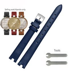 Premium Genuine Leather Watchband & Silicone Sport Bracelet - Red & White - 14mm - 6mm (Blue - silver)