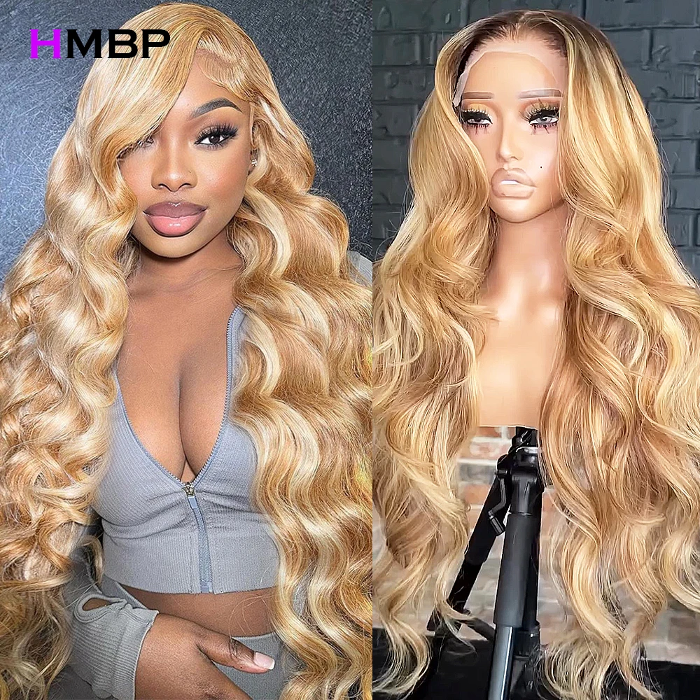 

Highlight Honey Blonde Body Wave 13x4 Lace Frontal Wig Human Hair 250 Density Blonde HD Transparent Lace Frontal Human Hair Wigs