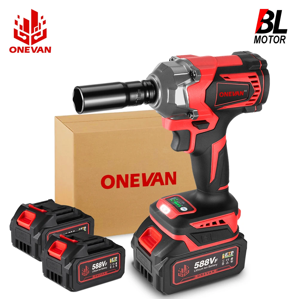 ONEVAN 1200N.M Brushless Electric Impact Wrench DTW500 4Gear Rechargeable Electric Screwdriver Power Tool For 21V 18V Battery