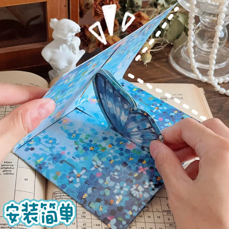 4pcs 3D Butterfly Card Pop-Up Greeting Cards Marry Christmas Greeting Card Kids Gift Memorial Day Cards Birthday