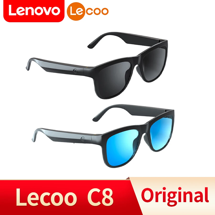 

Смарт-очки Lenovo Lecoo, беспроводная гарнитура, Bluetooth 5,0, солнцезащитные очки, уличные спортивные наушники, звонки, музыка, анти-синие очки