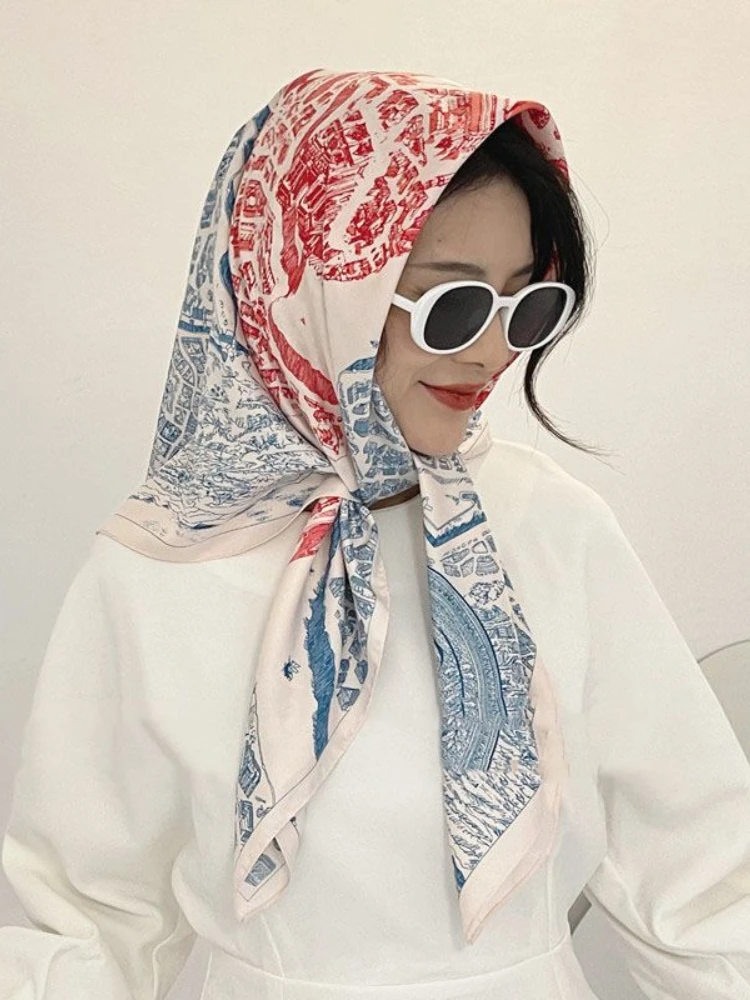 Luxury Brand Hijab Square Silk Scarf 90x90cm Shawl Horse Scarves for Women Шарф Hot Selling Free Shipping