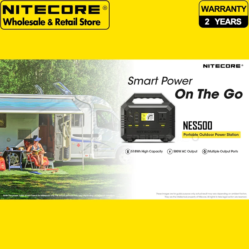 518Wh / 144000mAh High Capacity NITECORE NES500 Portable Outdoor Power Bank Station