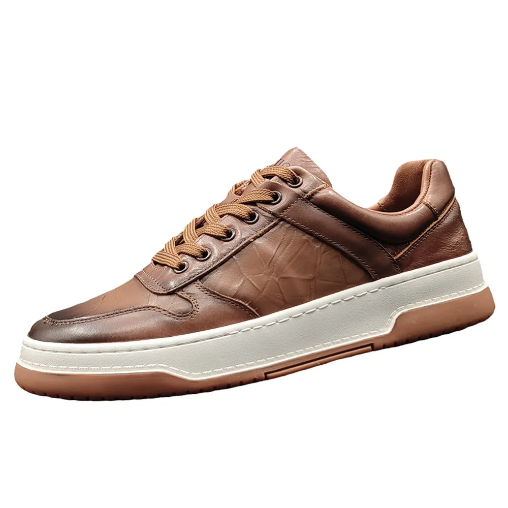 

High quality fashion Brown Vintage Leather Men's Shoes, Cowhide Comfortable Lining, Sheepskin