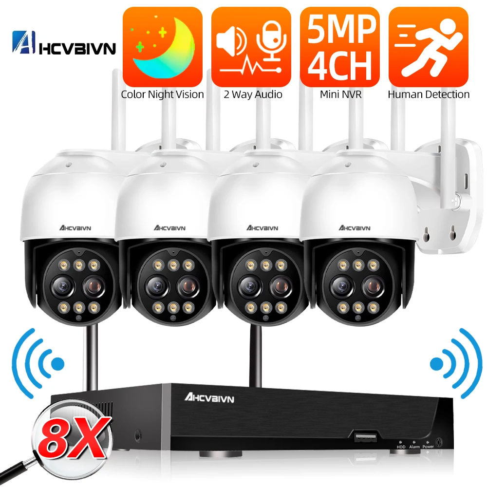 

Wireless Wifi Camera Kit 8MP Two Way Audio AI Face Detect Outdoor Security Camera 8CH NVR Video Surveillance System ICSEE 8XZoom