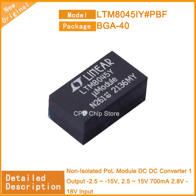 

5 шт./Лот Новый оригинальный LTM8045IY # PBF LTM8045IY неизолированный модуль PoL преобразователь постоянного тока 1 выход-2,5 ~ -15 в, 2,5 ~ 15 в 700 мА